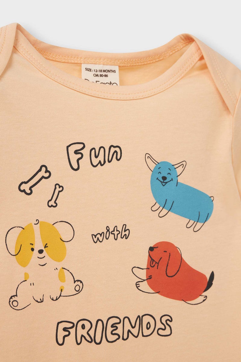 DeFacto Pink BabyBoy Baby Boy Newborn Animal Patterned Cotton 2 Piece Jumpsuit Casual - Image 3